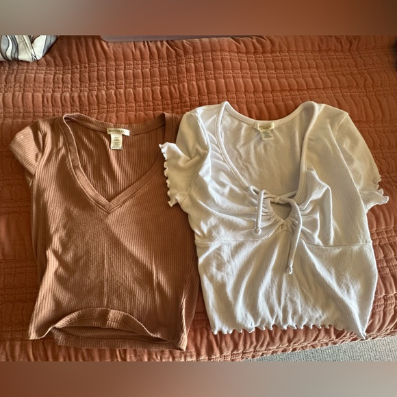 Bozzolo Brown and White Crop Tops - Picture 1 of 4
